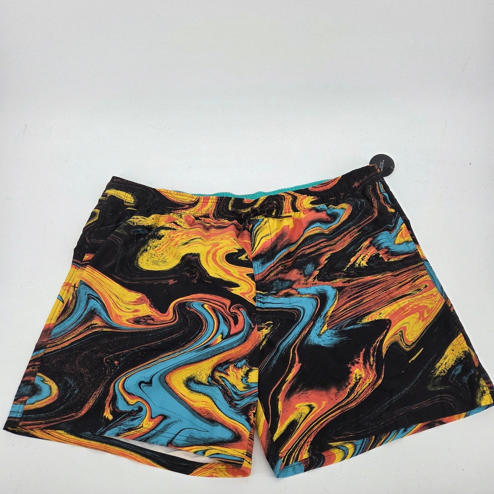 No Boundaries Mens 2XL Abstract Swirl Print Swim Trunks Shorts Quick Dry UPF 50+